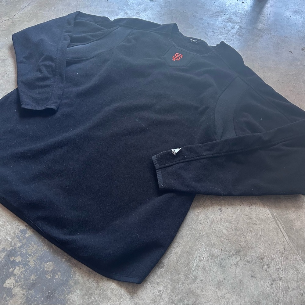 Majestic Black Crewneck Sweater with Red Logo